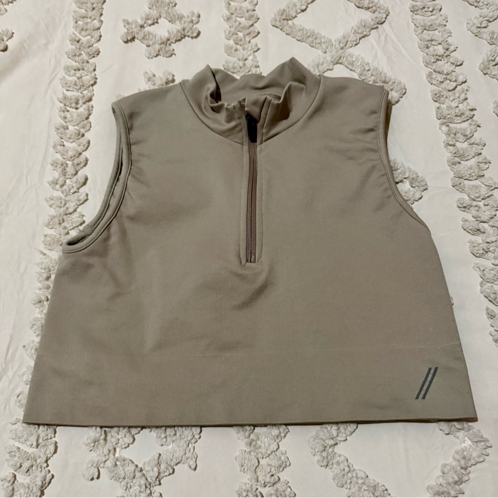 Tala high/mock neck half-zip workout crop top